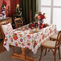 Nappe De Table De Noël À Carreaux Tridimensionnelle Nouvel An Vacances Salon Décoration Polyester Nappe Couverture Tissu, Branche De Pin, 150 * 180cm