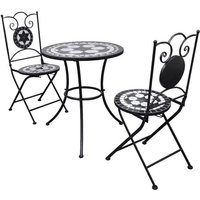 Vidaxl Mobilier De Bistro 3 Pcs Carreaux Céramiques Noir Et Blanc