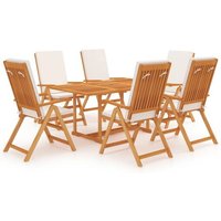 Vidaxl Salon De Jardin 7 Pcs Avec Coussins Bois De Teck Massif