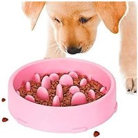 Gamelle Anti Glouton Chiens,Alimentation Lente, Bol DAlimentation Interactif Intéressant Pour Chats Et Chiens (Rose)