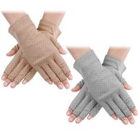 2 Paires Gants Sans Doigts de Protection Solaire Dames Anti Dérapant Mitaines de Protection UV pour Poignet Gant de Protection Solaire été Conduite