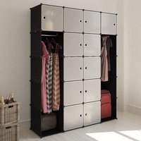 Armoire Modulaire 14 Compartiments Réglable En Fil D'acier Noir Blanc