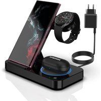 Station De Charge, Chargeur Sans Fil 3 En 1 Magnétique Compatible Avec Samsung Watch 4/3 Active 2, Chargeur Induction Pour Galaxy Z Flip/Z Fold/S22