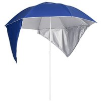 Parasol Mobilier De Jardin De Plage Avec Parois Latérales 215 Cm Bleu Helloshop26 02_0008379