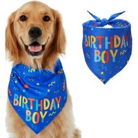 (Bleu)Bandana Chien Pour Anniversaire,Écharpes Chien Chat Ajustable Foulard Triangle Décaration Pour Animaux De Compagnie Bavoir Petit Moyen Gros