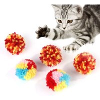 Lot De 6 Jouets Colorés Pour Chat, Boules Interactives Pour Chat En Fil De Laine, Pompons Cat Balls Kitten Chasing Toys Pour Chats D'intérieur