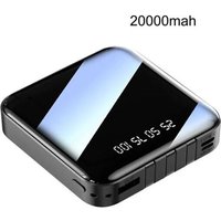 Mini Batterie Externe 20000mah, Power Bank Avec Mini-Affichage Numérique À Trois Lignes, Charge DAlimentation Mobile, Noir