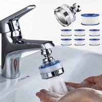 Filtre à eau Robinet avec 6 éléments filtrants en coton PP Universel Filtre Anti Calcaire Robinet Tête de Pulvérisateur Rotatif à 360°