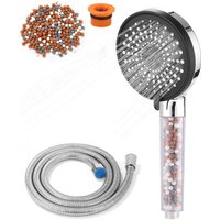 Pommeau de Douche avec 6 Modes,Filtre Economie Deau,1,5m conduites d'eau,Douchette Douche Salle de Bain,Pommeau Douche Anti calcaire Grand,Pommeau