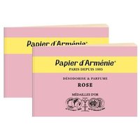 Papier d'Arménie Lot de 2 Carnets de 12 feuilles de 3 lamelles parfum La Rose