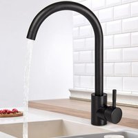Mitigeur Évier avec Bec Haut Mitigeur Cuisine à poignée unique Robinet de Cuisine, Froid & Chaud Disponible, installation et nettoyage facile, Acier