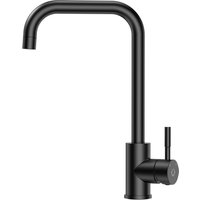 Robinet Cuisine Noir, Mitigeur Cuisine Noir Mat à Poignée Unique, Rotation à 360°, Robinet Mitigeur Cuisine Chaud et Froid en Acier Inoxydable,