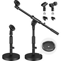 Pied de Microphone de Bureau 2 en 1 avec Deux Clips Deux Cache-câble base stable en fer 1058g Hauteur réglable à 180° Réunions Discours en direct