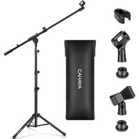 Pied de Microphone au Sol Mobile 2 en 1 Trépied en Métal avec Deux Clips Différents Réglable et Pliable Support pour Concerts Conférence Vidéo Scène