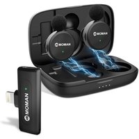 Micro Cravate Sans Fil, MOMAN CP2(A) Microphone Lavalier Wireless Pour iPhone/Lightning Avec Étui de Chargement, Mini Mic Dual Pour Youtube,