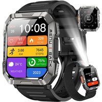 Blackview W60 Montre Connectée Homme Militaire 2.01" Hybride Lunette Smartwatch Appels Bluetooth Lampe De Poche Boussole 900 Mah - Noir