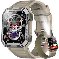 Blackview W60 Montre Connectée Homme Militaire 2.01" Hybride Lunette Smartwatch Appels Bluetooth Lampe de poche Boussole 900 mAh - Gris