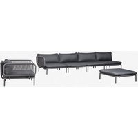 Canapé De Jardin D'angle Modulable 4 Pièces Avec Pouf Et Fauteuil Roubly Gris Graphite