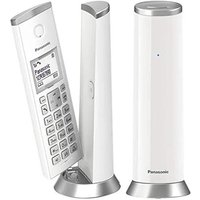 Panasonic Téléphone DECT sans fil KX-TGK212JTW avec rétroéclairage LCD 1,5 pouce, sonneries blanches, appels indésirables, Eco et