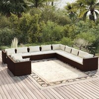 Vidaxl Salon De Jardin 7 Pcs Avec Coussins Noir Résine Tressée