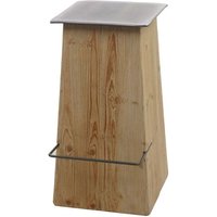 Tabouret De Bar Hwc-L76, Chaise De Bar Tabouret De Bar, Bois Massif Industriel Certifié Mvg, Naturel Avec Aspect Métal