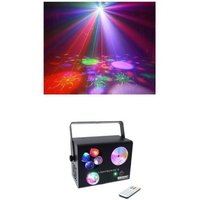 Jeux de Lumière PRO Multi Effet 4 EN Magic Ball 1 x LED 9W RGB 3-en-1 Crypto 12W STRYKE 9W +Laser 16 motifs Soirée Lounge Bar Discot
