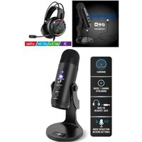 Microphone Streaming Music Gaming EKO700 CARDÏODE Podcasting Voix-off et instruments de musique + Casque Gamer PRO H7 SWITCH PC XBOX