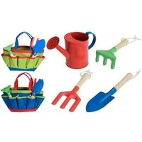 Set 5 Outils De Jardinage Pour Enfants - GENERIQUE - Douche, 2 Râtaux, Pelle Et Sac - Blanc - Garantie 2 ans
