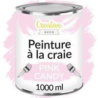 Creative Deco Peinture Rose Craie 1L Mat et Lavable Parfait pour Rénovation de Meubles, Decoration et Découpage