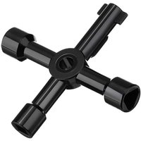 Clé utilitaire multifonctionnelle à 4 voies pour électricité, eau, gaz, compteur, armoire, clé d'ouverture (noir)
