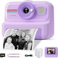 Appareil Photo Instantané Enfants, 1080P Appareil Photo Numérique Enfant & Caméra Vidéo avec Carte de 32GB & 3 Rouleaux de Papier d'impression,