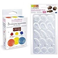 Coffret De 3 Colorants Liposolubles Et D'un Moule En Plastique Pour Réaliser Les Fameuses Fritures En Chocolat De Pâques Et Les