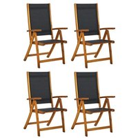 Prolenta Premium - Chaises De Jardin Pliantes 4 Pcs Bois D'acacia Massif Textilène