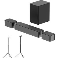 Ultimea Poseidon D60 5.1 Barre de son + 1 paire de supports d'enceintes Steady 300, Dolby Atmos 5.1, niveau surround réglable, plusieurs modes