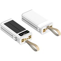 G Grande Capacité De Charge Solaire 50000ma Power Bank Pour Extérieur Camping Illumination Directe Mobilité Alimentation Coupe-Vent Blanc 80000ma