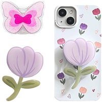 Lot De 2 Poignées De Téléphone Papillon Et Tulipe Joli Support Pliable Pour Téléphone Portable,Kindle Et Support De Téléphone Pour Smartphone Et