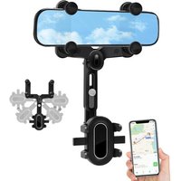 Support Téléphone Voiture Rétroviseur,Porte Téléphone Voiture Rotatif À 360° Flexible Support Telephone De Voiture Rétractable Pour Smartphone De 4 À