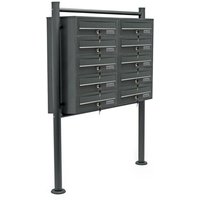 Bloc 10 boites aux lettres 2x5 compartiments superposés pied de support acier galvanisé anthracite Helloshop26 16_0000023