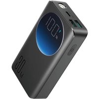 Joyroom Power Bank With Digital Display, C+U+U, Pd 30w, 10000 Mah With Usb-A To Typle-C Cable (0.25m) And Built-In Flashlight, Black (Jr-Pbf01)