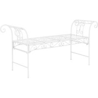 Banc De Jardin Vintage Extérieur Métal 70 X 147 X 46 Cm Blanc Helloshop26 03_0006443