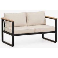 Canapé De Jardin 2 Places En Aluminium Et Bois D'acacia Lipov Noir