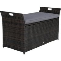 Costway Coffre De Rangement 260l En Rotin Pe Tressé Avec Coussin & Couvercle 125 X 56 X 71 Cm Accueillir Jusqu'à 2 Personnes