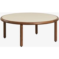 Table Basse Ronde De Jardin En Bois D'acacia Olivia Beige Semoline Ø80 Cm