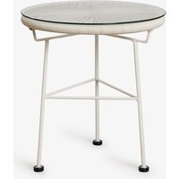 Table D'appoint De Jardin Ronde En Fer Et Osier Synthétique (Ø45 Cm) Acapulco Tapioca Beige