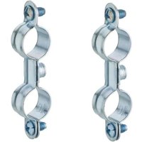 2x COLLIER DOUBLE DE FIXATION MURALE 12MM TUBE TUYAU CUIVRE MUR CHAUFFAGE SANITAIRE SERRAGE