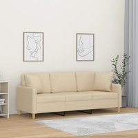 Vidaxl Canapé 3 Places Avec Oreillers Décoratifs Crème 180 Cm Tissu