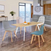 Lot De 4 Chaises Mandy Mix Color Pastel Rose, Blanc, Gris Clair Et Bleu