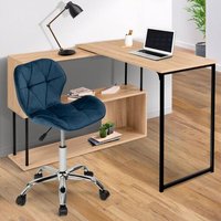 Chaise de bureau ROBINE velours bleu à roulettes