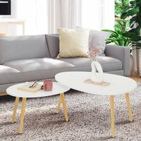 Lot De 2 Tables Basses Gigognes Gaia Laquées Blanc Scandinave