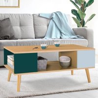 Table Basse Scandinave Alize Bois, Vert Clair Et Vert Foncé
